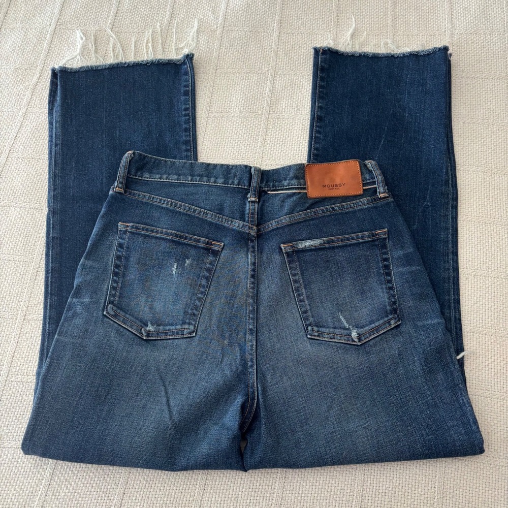 Women's 29 MOUSSY Vintage Rhode Cropped High Rise Flare Jeans Dark Blue NWT - Picture 6 of 7